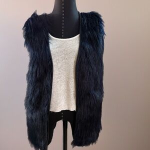 Faux Fur Vest in Dark Blue